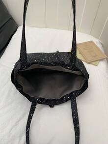 女款高級大容量托特包，時尚百搭休閒極簡通勤單肩包 - 黑色 - 查看 5