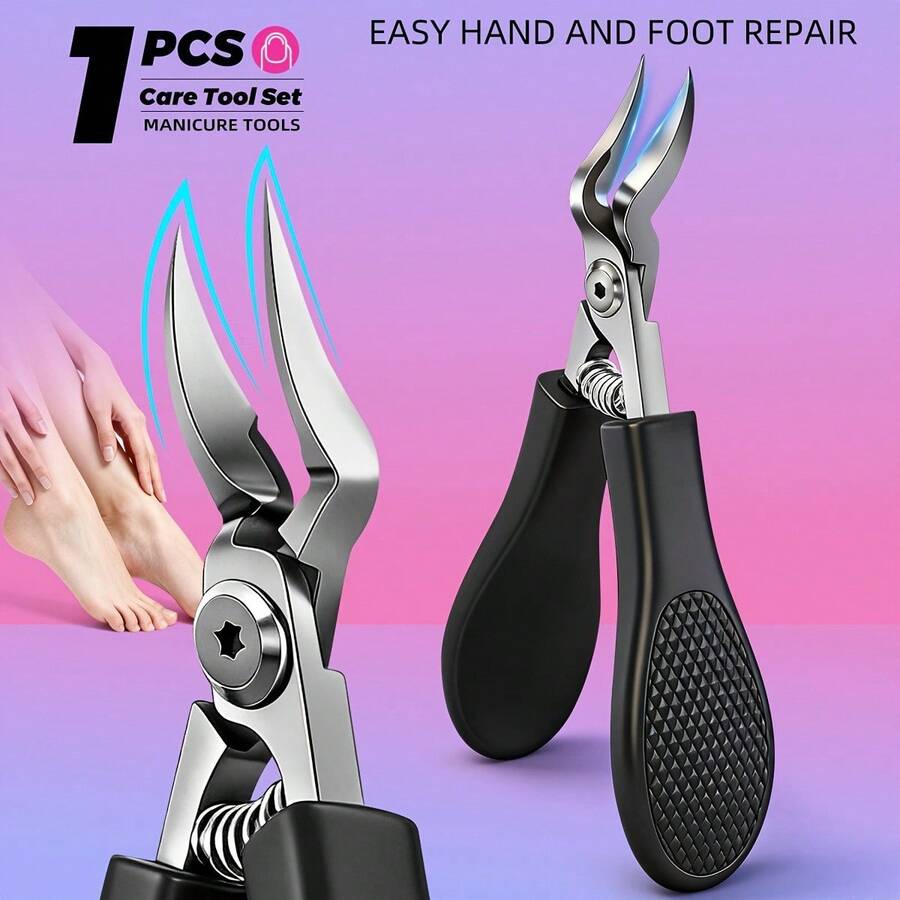 Thick Nail & Ingrown Nail Specialized Heavy-Duty Nail Clipper - Wide Mouth Professional Grade Clipper Head With Non-Slip Handle, Stainless Steel Sharp Blade Suitable For Middle-Aged And Elderly Men - Pedicure Tool/Elderly Foot Care/Durable Modern Design - Specification - View 1