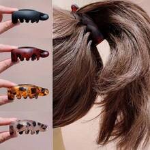1/4pcs Women's Non-Slip Banana Hair Clips, Vintage Leopard Print Oval Hair Clips, Suitable For Ponytail, Bun And Curly Hair - Multicolor - View 1