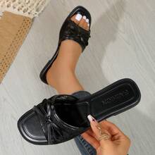 Elegant Women's Sandals – Lightweight, Breathable, Open Toe, Built-In Comfortable Embossed Massage Insole Slippers, Suitable For Women's Beach, Party, Outdoor Walking, Travel Wear - Black - View 6