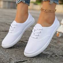 Lightweight Casual Sports Shoes, Lace-Up Low-Top Comfortable Walking Shoes, Versatile Daily Commute Shoes - White - View 4