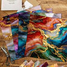 24 Sheets 6X6 Inch Contrast Galaxy Gold Ore Decorative Paper | Dreamy Fluid Ink Texture, Handmade Projects / Scrapbooking / Wedding Cards / Luxury Gift Box Base Paper - Square - View 3