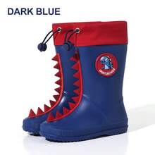 GentleChild Kids Dinosaur Rain Boots Black Red Drawstring Waterproof Non Slip Shoes For Boys Girls School Garden Puddle Outdoor - Royal Blue - View 19