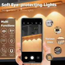 1 pezzo Luce con sensore di movimento intelligente, striscia LED ultra sottile, ricaricabile USB, dimmerabile a 3 colori, lampada da parete senza fili per cucina, armadio, mobile, scarpiera, camera da letto - striscia LED - Visualizzare 7