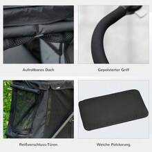 Foldable Dog Stroller/Buggy With Side Pockets And Mesh Windows For Small And Medium-Sized Dogs Up To 20 Kg, Oxford Fabric, Black - 黑色 - 查看 4