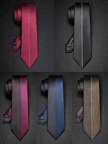 1 buah Dasi Pria Satin Mengkilap Tipis, Warna Polos dengan Tepi Tipis, Dasi Jas Formal Warna Kontras, Cocok untuk Pernikahan dan Bisnis - MultiWarna - View 2