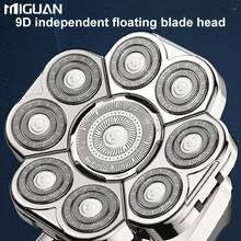 MIGUAN Electric Head Hair Shaver For Hair Cutting, Ultimate Men's Cordless Rechargeable Skull & Bald Head Razor With Rotary Blades, Clippers, Nose Trimmer, Brush, Massager, Nine Blade Electric Shaver - Silver - View 10