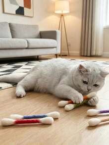 10/2pcs Cat Interactive Teaser Wand, Cat Toy, 6 Colors, Suitable For Indoor Entertainment, Bite-Resistant, Large Size Interactive Cat Kicking Game Enthusiast Gift Accessory - Multicolor - View 7