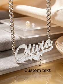 Custom Stainless Steel Name Necklace With Heart And Letter Pendants, Personalized Jewelry Gift For Women And Bridesmaids - One Size - View 4