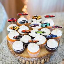 Racing Car Cupcake Toppers Decorations For Sports Racing Theme Birthday Party Cakes, Sports Car Racing Cupcake Toppers Decorations - Multicolor - View 5