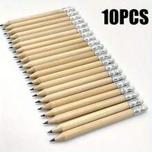 Natural Wood Short Pencils, 10mm Golf Short Pencils, Student HB Short Pencils, HB Mini Pencils With Eraser, Essential For Back To School Writing, Drawing And Note-Taking - Multicolor - View 10
