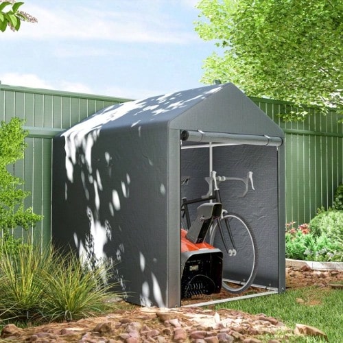 Garden Shed, Storage Tent, Robust & Weatherproof, Steel Frame, 1.2x1.8x1.6m, Dark Grey - Dark Grey - View 1
