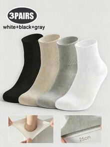 Men's Plus Size Loose Cuff Mid-Calf Cotton Socks, High Elasticity Non-Binding, Suitable For Swollen Feet, Black White Grey Solid Color All-Season Casual Socks - Multicolor - View 10