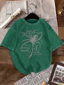 [Envío en 24h desde DE/FR/ES]Camiseta holgada informal con estampado de araña, cuello redondo, para mujer, ropa de verano para mujer, regalo perfecto - 1 imagen principal - Ver 10