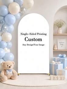 Personalized Custom Text Elastic Arch Background Banner - Custom Backdrop For Weddings, Birthdays And Events, Suitable For Domes, Multiple Sizes Available, Polyester Material, No Power Required, Perfect For Christmas, Halloween, Valentine's Day, Mother's Day And More, Event Background | Modern Arch Design | Polyester Elastic -- (Arch Not Included, Fabric Backdrop Only) - Multicolor - View 5