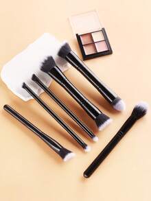 Anfänger Doppelseitiges Make-up Pinsel Set 6 Stücke, Doppelkopf Foundation & Rouge Pinsel, Doppelwinkel Kontur & Highlighter Pinsel, Doppelspitze Concealer & Lidschatten Pinsel, Farbverlauf Borsten Tragbarer Puder Pinsel, Komplettes Make-up Werkzeug Set für Basis, Kontur und Augen Make-up - Verschiedenfarbig - Übersicht 2
