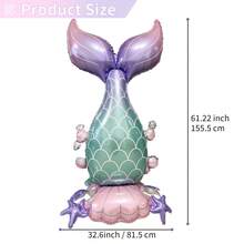 1pc New Large 61.2 Inch 3D Mermaid Tail Base Aluminum Foil Balloon, Suitable For Mermaid Theme Ocean Theme Party Decoration Balloon - View 6