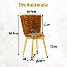 2 Piece Modern Luxury Velvet Dining Chair Set, Gold Metal Legs, Cushioned Seats, Rope Trim, Orange - Orange - View 10