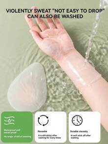 2對水滴形矽膠胸墊，3D提拉聚攏，適用於內衣與泳衣 - 杏色 - 查看 3