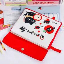 Carpeta multifuncional para niños con diseño de gato, bolsa de almacenamiento de documentos de gran capacidad, bolsa para material escolar e información, bolsa de documentos de oficina con d - Negro - Ver 4