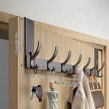 1pc - Bathroom Shower Storage Hook, Towel And Robe Hanging Behind Bathroom Door, Easy To Install Space Aluminum Door Hook - Modern Style, Wall-Mounted Coat Rack, Suitable For Bedroom And Bathroom Storage - Multicolor - View 4