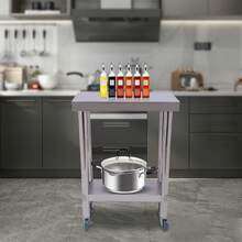 Robust, Mobile 2-Tier Stainless Steel Work Table 201 With Lockable Casters For The Catering Industry (Restaurant) - A - 查看 7