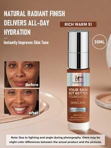 IT Cosmetics Your Skin But Better 底妝 + 保養 #51 Warm Rich Tone 30ml/1 Oz | 全遮瑕底妝兼保養功效，打造自然光澤妝感 | 12小時長效持妝，均勻膚色並遮蓋瑕疵 - Rich Warm 51 - 查看 1