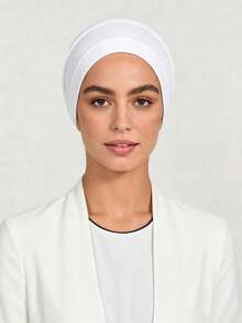 1PC Women's Solid Color Velvet Non-Slip Pull-On Cap, Comfortable Skin-Friendly Base Cap, Breathable Headscarf For Long Wear, Muslim Hijab Inner Cap, Suitable For Daily Use - White Velvet Anti-slip Beanie - View 4