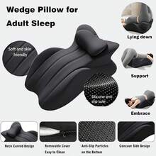 Multi-Functional Ergonomic Memory Foam Wedge Pillow, 27° Angle Perfect, Wedge Memory Foam Butt Cushion, Provides Waist And Neck Support, Prone Pillows For Sleeping,Reading,Massage,Dorm Room,Body Pillows,Pillows For Bed,Neck Pillow,Throw Pillows - Multicolor - View 4