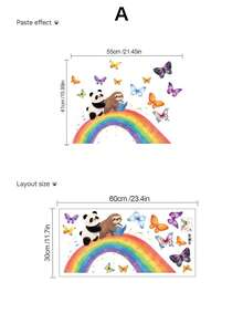 Dreamy Rainbow Series Removable Wall Stickers Panda Sloth Floral Fairy Multiple Styles Waterproof PVC Self-Adhesive Decals For Bedroom Bathroom Kindergarten DIY Princess Nordic Style Cute Home Decor - Wall Stickers - View 14