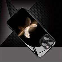 Handyhülle: Luxuriöse, realistische weiße Feder mit goldenem Reflexionsmuster, Handyhülle mit Linsenschutz für iPhone 16/16Pro/16ProMax/16Plus/15/15Plus/15Pro/15ProMax, 14/14Plus/14Pro/14ProMax, 13/13Pro/13ProMax - Schwarz - Übersicht 6