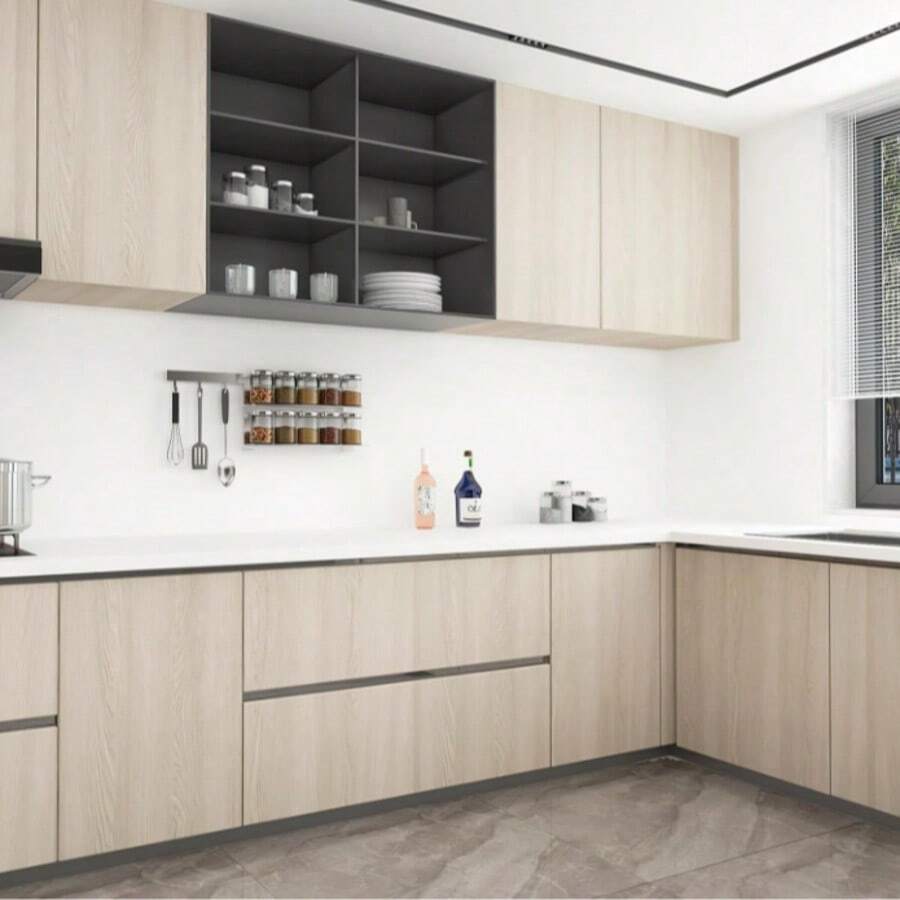 1 Roll Waterproof Faux Wood Grain Peel & Stick Wallpaper, Matte Thickened Bubble-Free Vinyl Film, Textured Wood Sticker For DIY Countertops Cabinets Home Renovation