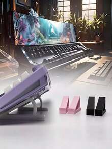 2pcs Minimalist Keyboard Stand, Ergonomic Tilted Angle, Effectively Reduces Hand Fatigue, Sturdy And Durable, Suitable For Remote Workers And Students, Keyboard Tray, Keyboard Riser, Room Decor, Office Desk Ornament - Multicolor - View 3