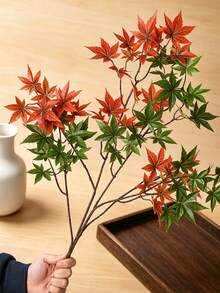 1/3/6Pcs Maple Leaf DIY Landscape Engineering Flower Arrangement Accessories Home Dining Table Vase Decoration, Indoor Kitchen Vase & Home Autumn Decorations - Small Maple Leaf Branch - Autumn Red - View 10