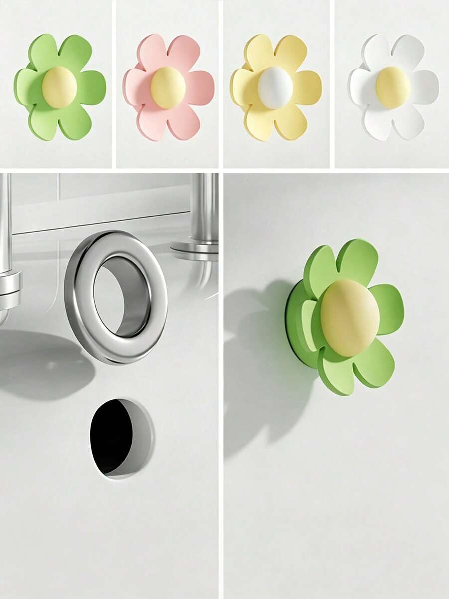 1/3pcs Silicone Sink Overflow Plug - Overflow Ring, Designed For Washbasin - Effectively Prevents Water Overflow And Clogging. Features Flower Design, Easy Installation, Suitable For Bathroom Accessories, Washbasin And Kitchen Accessories. - Multicolor - View 1