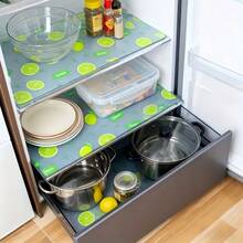 Premium Refrigerator Mat - Moisture-Proof, Non-Slip, Cuttable, Washable And Reusable, Made Of EVA Material, Fresh Lemon Design. Suitable For Refrigerator, Freezer, Drawer, Shoe Cabinet, Cupboard And Kitchen Decor. - Multicolor - View 8