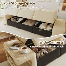 Modern 3-Seat Modular Sofa With Storage, Beige Color - Beige 3 Seat - View 11