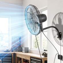 Ventilador de pared , ventilador colgante de pared de 20 pulgadas con oscilación y nebulizador, control remoto, clasificación IP44, 3 velocidades, temporizador de 18 horas, control de temperatura, potente para industria, comercio, garaje, taller, gimnasio. - 20 pulgadas con oscilación y nebulizador - Ver 1