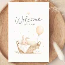 1/3/5 Pcs Cute Sleeping Bunny Greeting Cardgreeting Card, For Welcome To The World Celebrations And Baby Shower Gift Messages Greeting Card - Multicolor - View 2