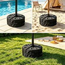 Outdoor Patio Umbrella Weighted Sandbag, Yard Beach Tent Windproof Heavy Sandbag, Round Fillable Umbrella Base Weight Bag - Black - View 5