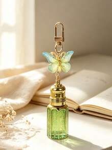 1pc Mini Butterfly Keychain Empty Refillable Perfume Roller Ball Bottle, Luxury Gold Embossed Essential Oil Roller Bottle, Portable Travel Pocket Size Cute Pendant Keychain, Cosmetic Sample Storage, Birthday Gift For Her, Travel Essential - Multicolor - View 3