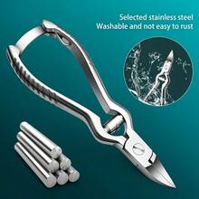 Stainless Steel Pointed Nail Clipper, Gray Manicure Pliers, Foot Dead Skin Trimmer, Non-Slip Handle, Precise Blade With Spring Back, Smooth Sharp Nail Clipper, Portable Durable Toenail Care Tool For Men And Women - Multicolor - View 2