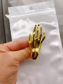 1pc Women's Minimalist Metallic Luster Brooch, Fashionable High-End Decoration For Waist-Cinching Dresses And Coats - Silver - View 5