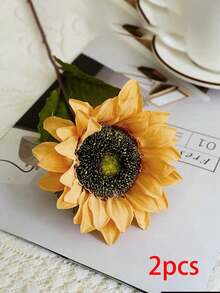 1/2/4pcs Artificial Sunflower, Realistic Silk Sunflower, Suitable For Home Decor, Room Party Tabletop Decoration, Party Decoration, Autumn Decoration, Halloween, Harvest Festival, Celebration Decoration, Autumn Landscape, Outdoor Party - Multicolor - View 9