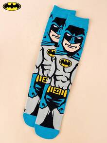 1 Pair Unisex Fun Socks, Warner Bros. Batman & Superman Series, Versatile Style For Halloween And Movie/Comic Fans - Multicolor - View 4
