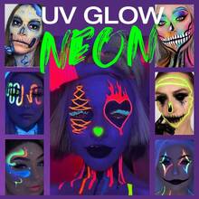 SAM SUGAR 12 Warna Cat Wajah dan Tubuh UV Glow, Stik Cat Kosmetik untuk Pesta Panggung Halloween - MultiWarna - View 5