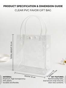 5/10/20pcs Transparent Gift Bags With Handles, Clear Plastic Gift Bags For Boutique, Wedding, Birthday Party, Baptism Party, Bachelorette Party, Graduation Gift Bags - One Size Fits All - View 3