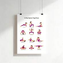 6pcs Yoga Practice Poster Set, Multiple Different Themes Yoga Poses Yoga Guide, Yoga Fitness, Weight Loss And Body Shaping Exercise, Fitness Workout, Yoga Gym Assistant, Pose Training, Yoga Enthusiasts, Yoga Auxiliary Tools, Suitable For Different People, Fitness Poster, Suitable For Room And Office Decoration - Multicolor - View 5