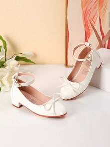 Spring/Autumn New Children's High Heel Bow Decor Shoes, Daily Wear, Dance Shoes, Wedding Shoes - White - View 5