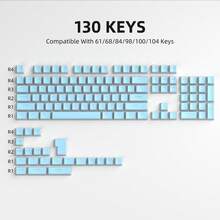 MageGee 130 Teclas Pudding, Juego de Teclas PBT Personalizable, Altura OEM, Compatible con Teclados 100%, 75%, 65%, 60%: Pudding Azul - Azul - Ver 3